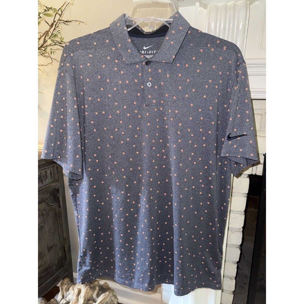 Nike Golf Dri-FIT Vapor Printed GOLF Polo Obsidian Medium M CI9784-451 EUC